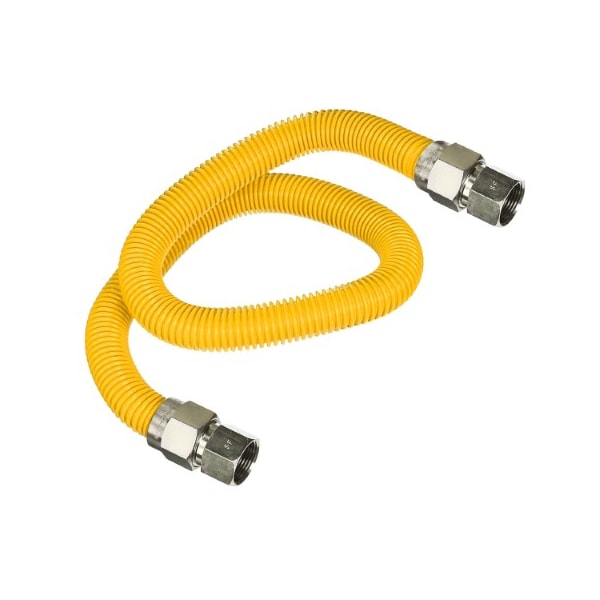 Flextron Gas Line Hose 3/8'' O.D.x60'' Len 3/8" FIP Fittings Yellow Coated Stainless Steel Flexible Connector FTGC-YC14-60H - main